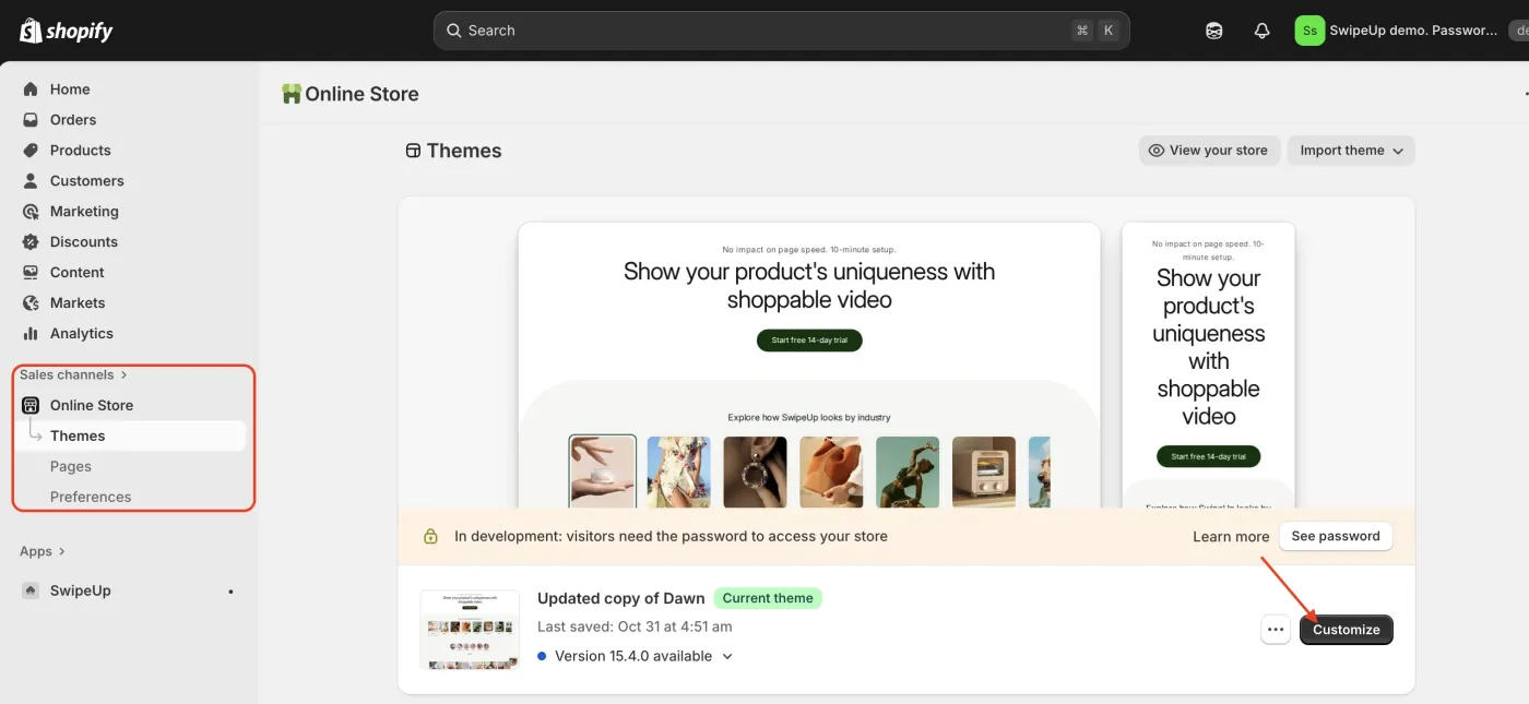Open the Theme Customizer