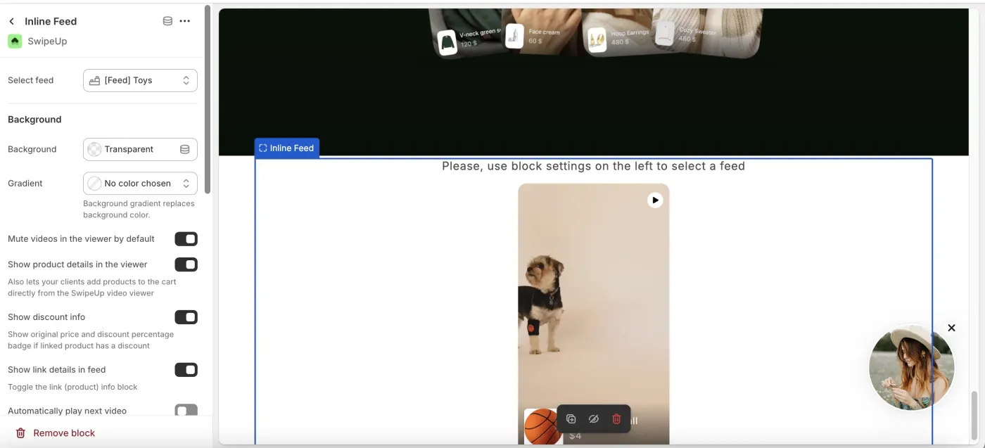Select feed in theme editor